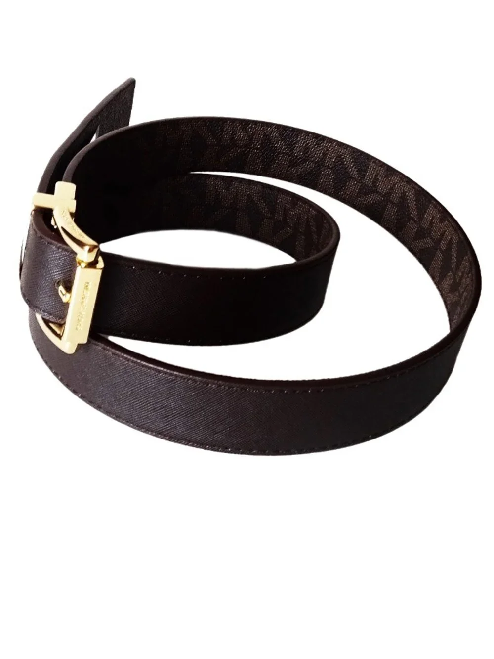 Michael Kors Women’s Belt Reversible Logo Embossed Faux Brown Leather Size XL